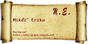 Mikó Erika névjegykártya